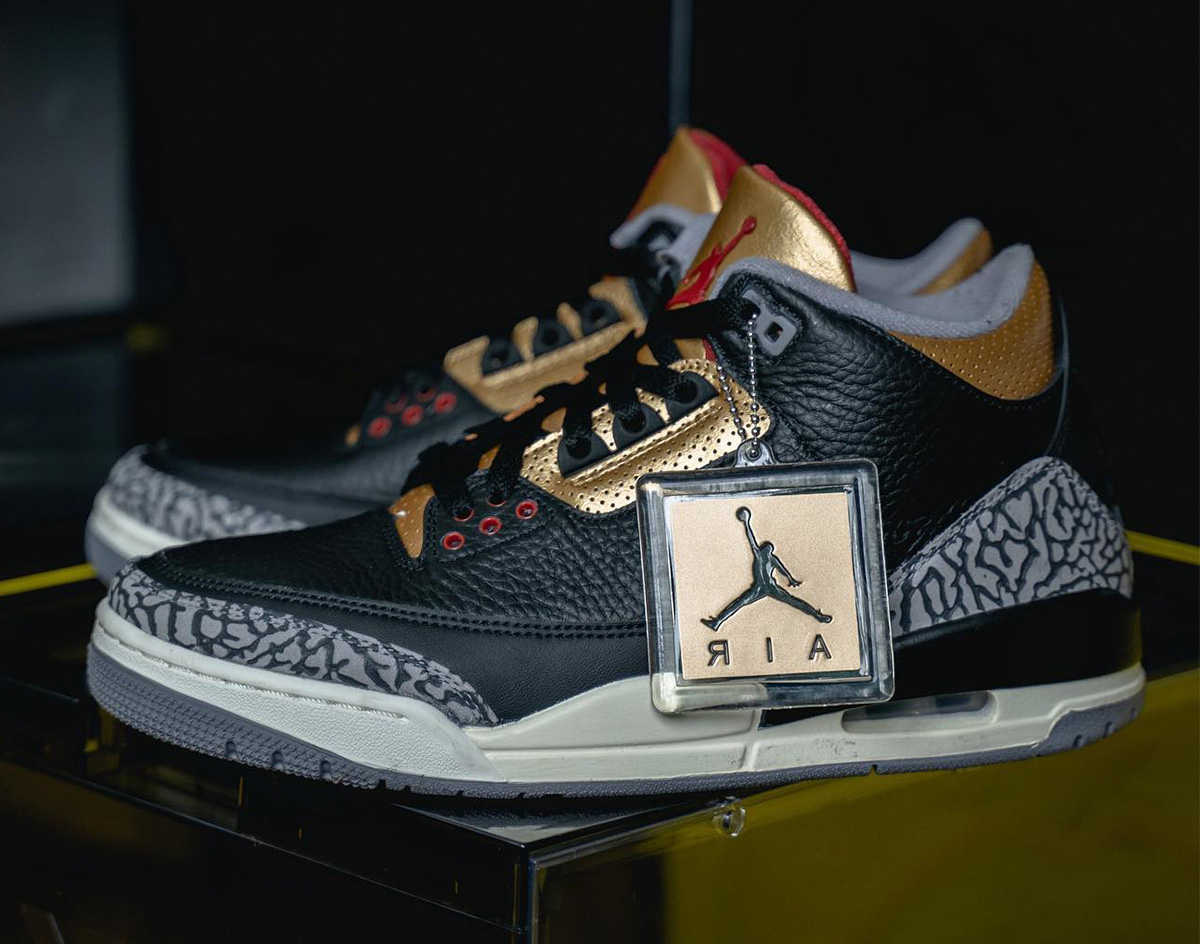 Jordan 3 Retro Black Cement Gold (W)