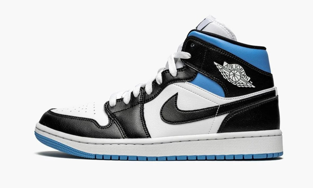 Wmns Air Jordan 1 Mid 'Black / White / University Blue'